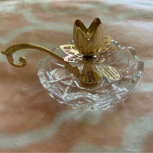 Killarney 24% Lead Crystal/22 CT. Gold Finishing Candle Holder